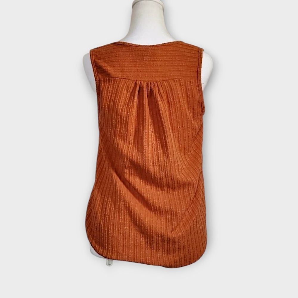 W5 Rustic Orange Ribbed Knit Button-Front Tank Top - Picture 4 of 6